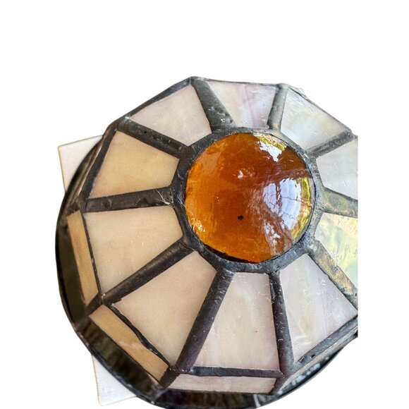 Art Nouveau/Victorian-Style Slag Glass Lamp Shade – 8" Bent Stained Glass - Picture 14 of 16